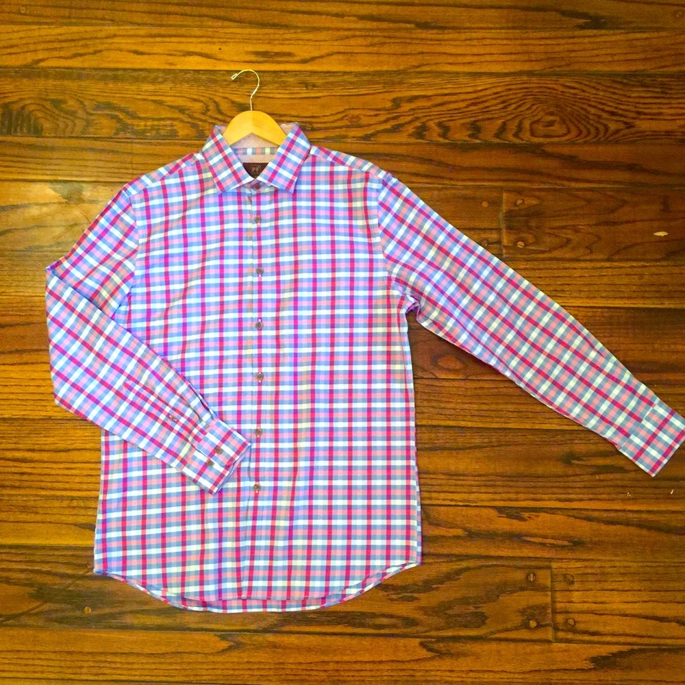 NEW James Tattersall Berry Hartford Dress Shirt